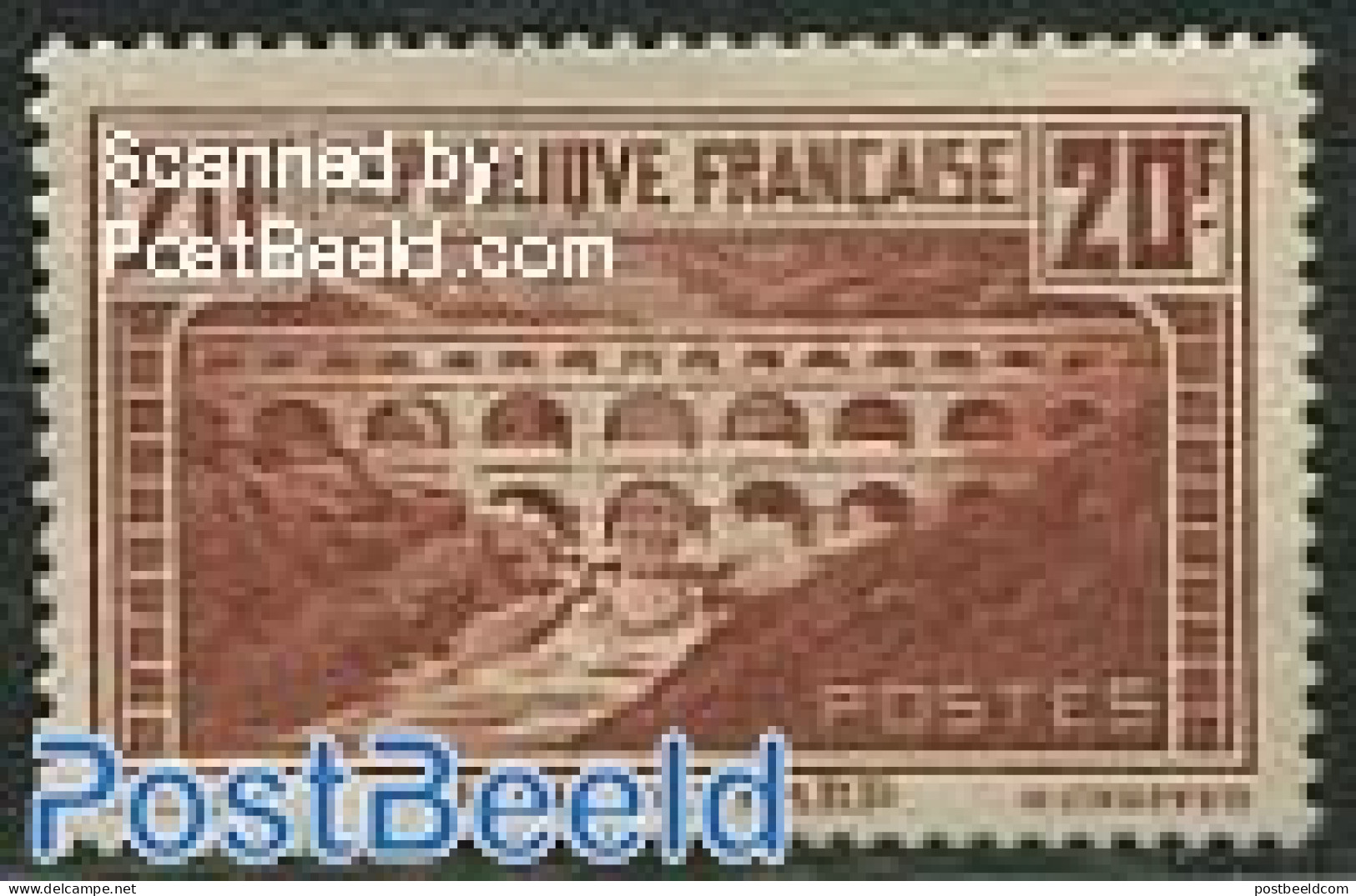 France 1929 20Fr, Perf. 13.5, Stamp Out Of Set, Mint NH, Art - Bridges And Tunnels - Neufs