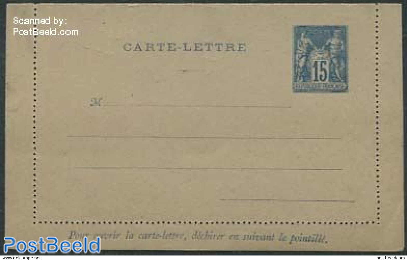 France 1886 Card Letter 15c, Unused Postal Stationary - 1859-1959 Lettres & Documents