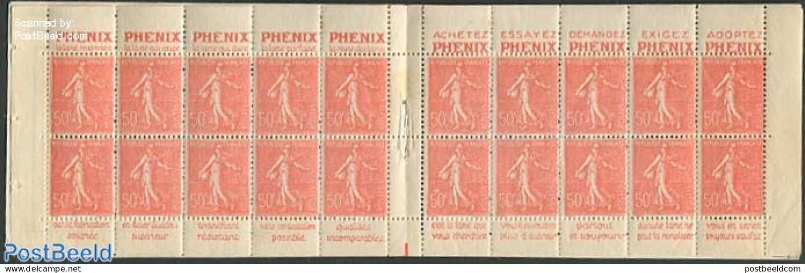 France 1924 20x50c (Phenix), Mint NH, Stamp Booklets - Ungebraucht