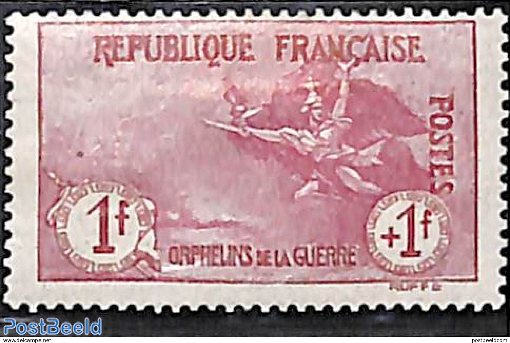 France 1917 1F+1F, Stamp Out Of Set, Unused (hinged) - Nuevos