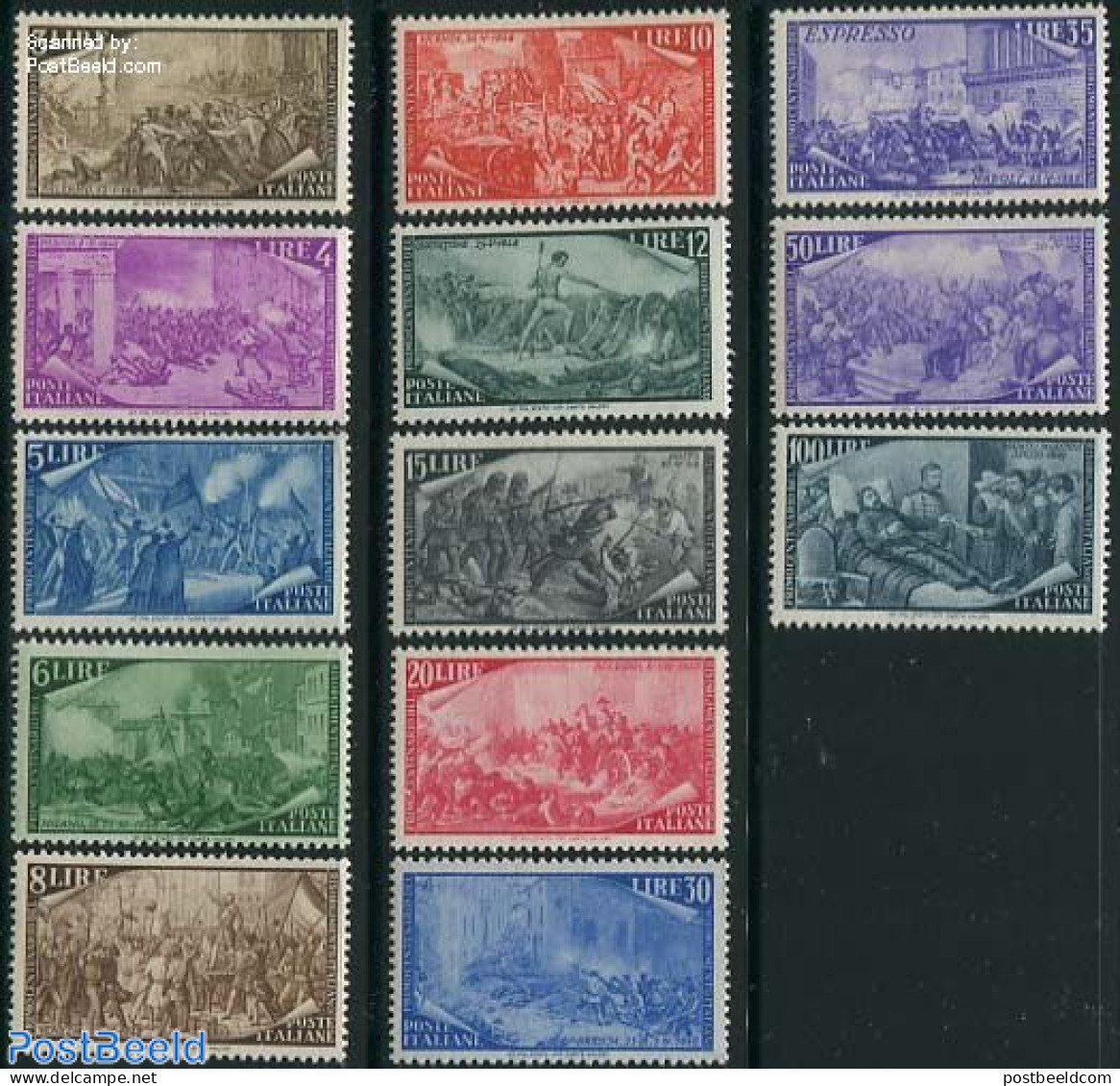 Italy 1948 Movement Of 1848 13v, Unused (hinged), History - History - Sonstige & Ohne Zuordnung