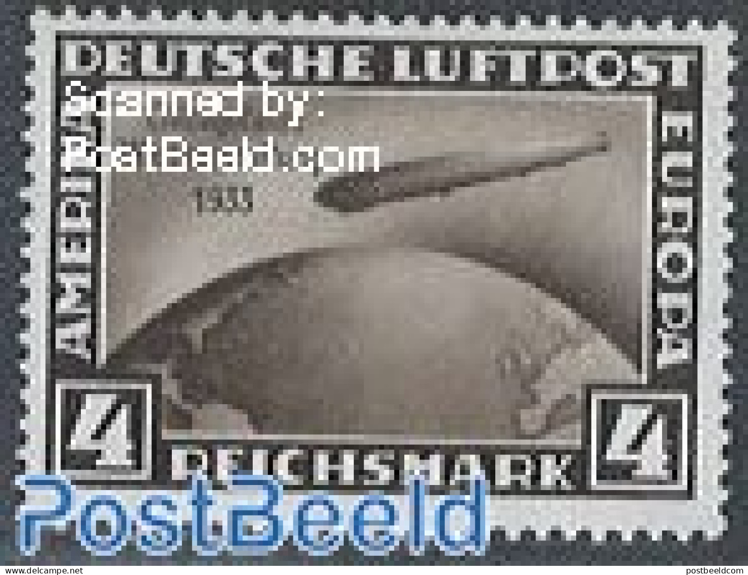 Germany, Empire 1933 4M, Chicagofahrt, Stamp Out Of Set, Mint NH, Transport - Zeppelins - Ungebraucht