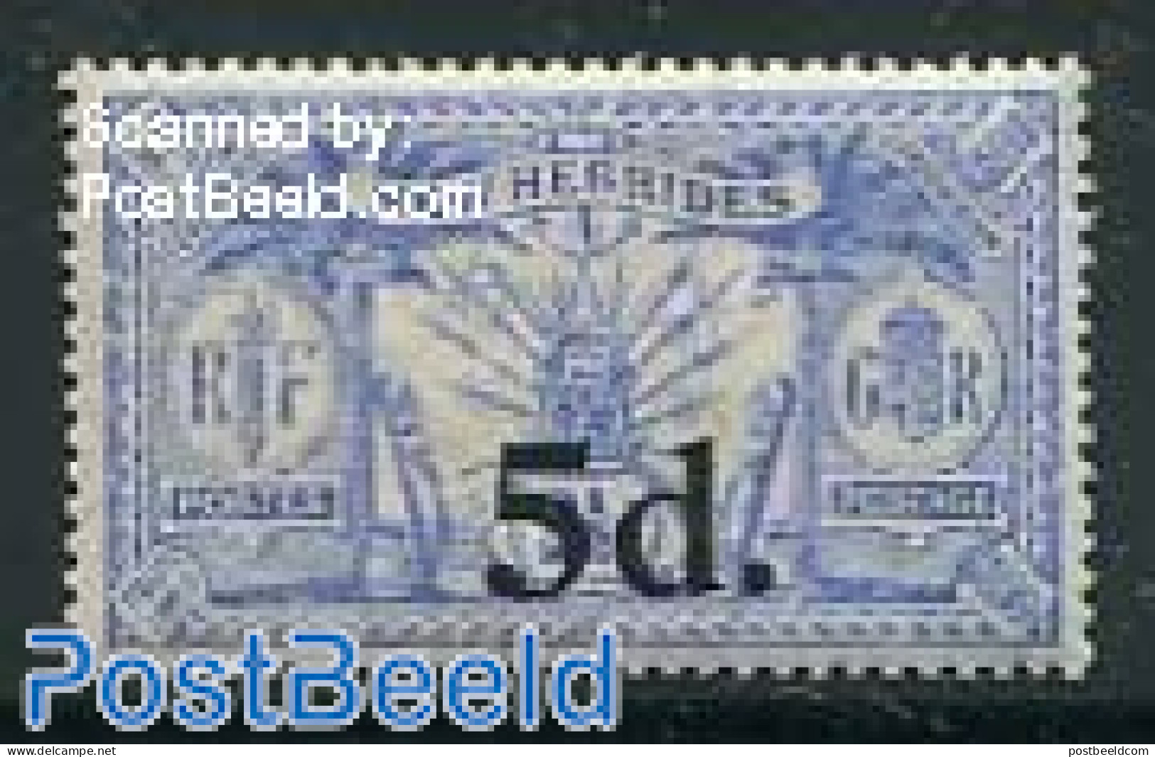 New Hebrides 1920 5p On 2.5p, Stamp Out Of Set, Unused (hinged) - Nuovi