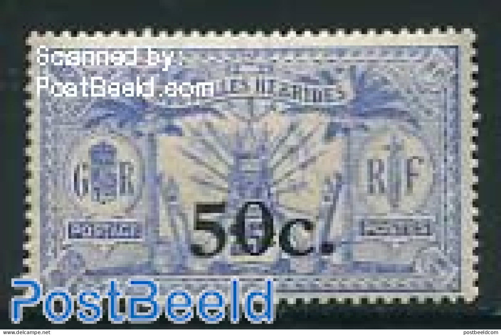 New Hebrides 1920 50c On 25c, WM Multiple Crown, Stamp Out Of Set, Mint NH - Ongebruikt