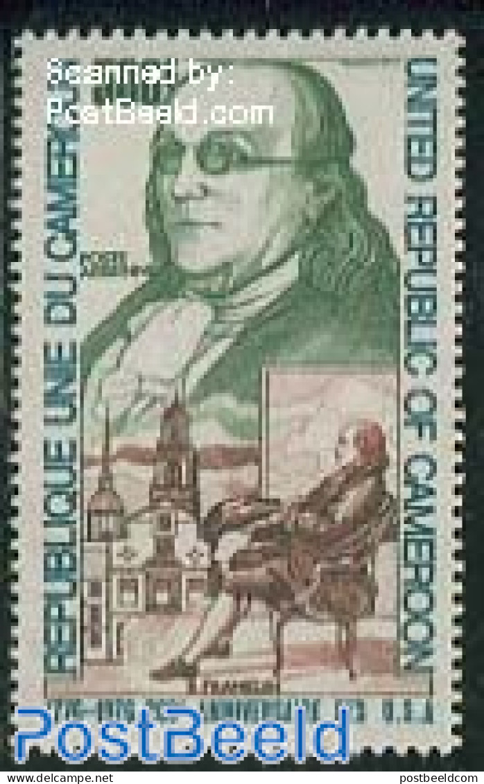 Cameroon 1975 500F, Benjamin Franklin, Stamp Out Of Set, Mint NH, History - Camerún (1960-...)