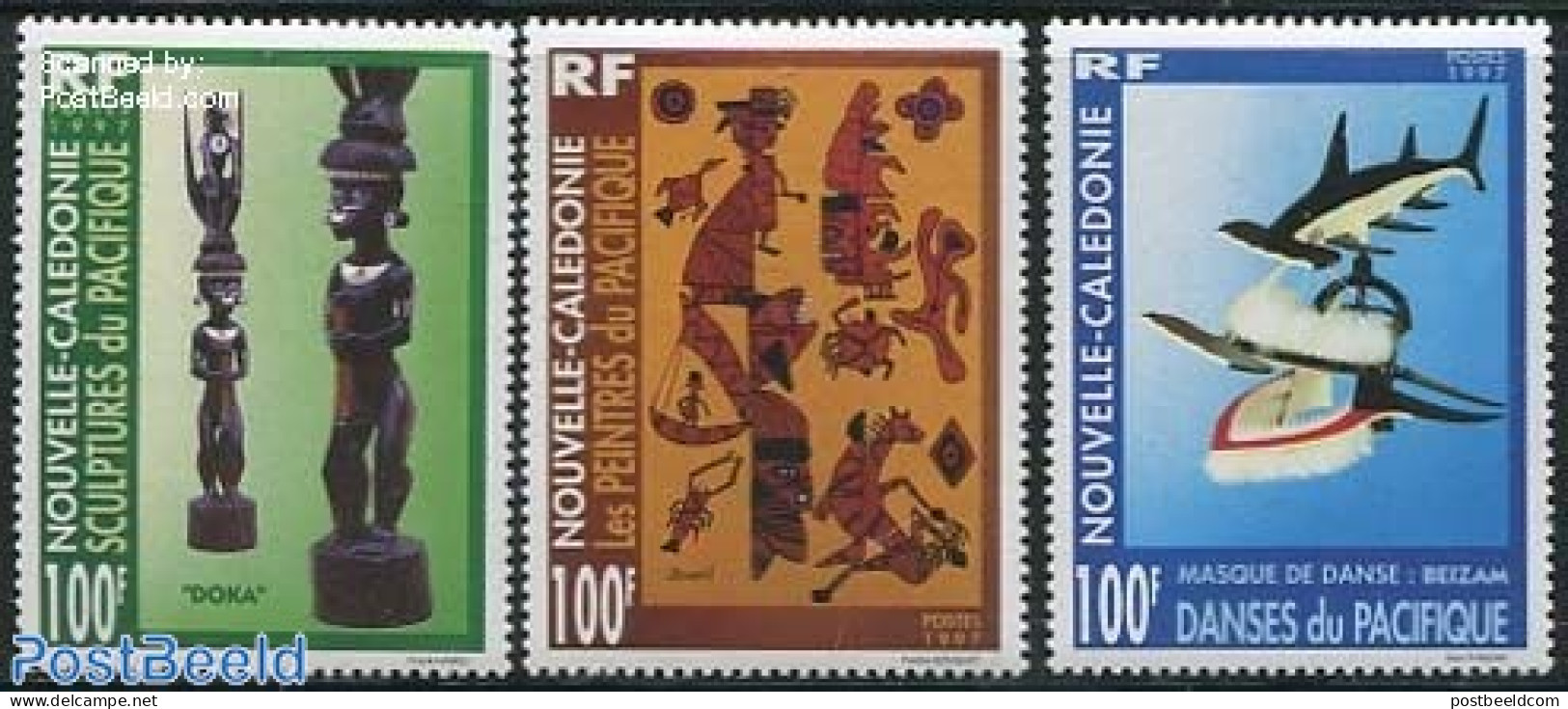 New Caledonia 1997 South Pacific Art 3v, Mint NH, Art - Sculpture - Unused Stamps
