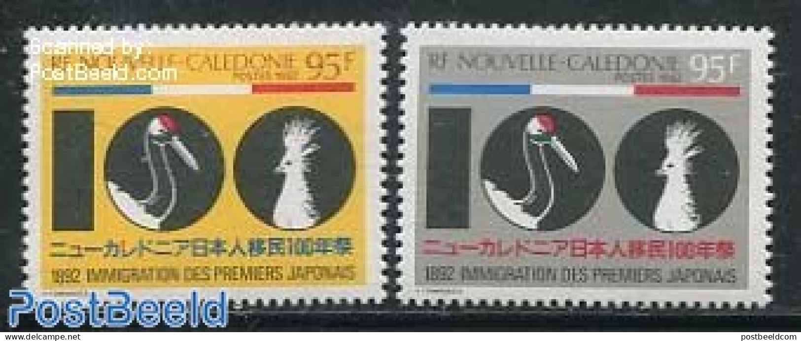 New Caledonia 1992 First Japanese Immigration 2v, Mint NH, Nature - Birds - Nuovi