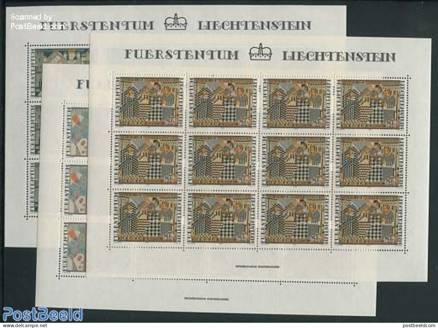 Liechtenstein 1979 Christmas 3 M/s, Mint NH, Religion - Various - Christmas - Textiles - Unused Stamps
