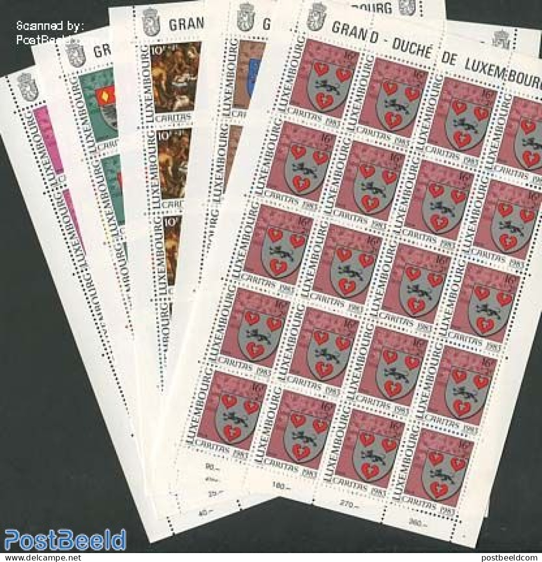 Luxemburg 1983 Caritas 5 M/ss, Mint NH, History - Religion - Coat Of Arms - Christmas - Unused Stamps