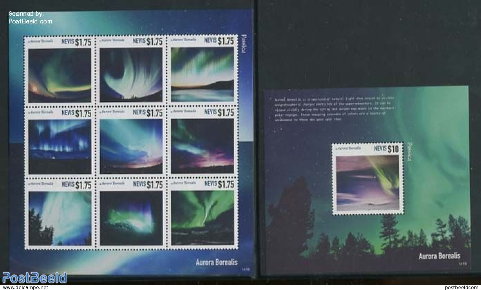 Nevis 2014 Aurora Borealis 2 S/s, Mint NH, Science - Meteorology - Klima & Meteorologie