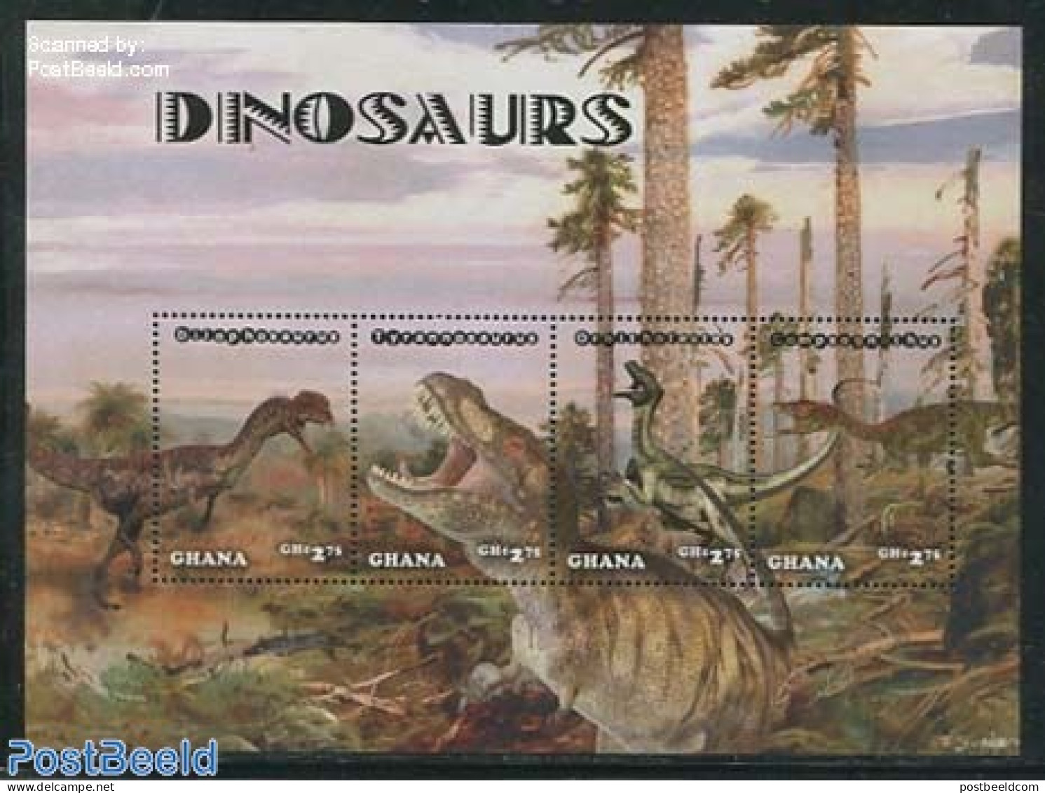 Ghana 2014 Dinosaurs 4v M/s, Mint NH, Nature - Prehistoric Animals - Préhistoriques
