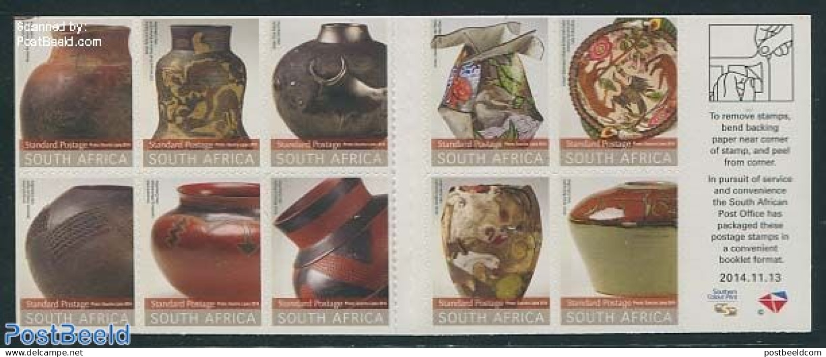 South Africa 2014 Ceramic Vessels Booklet, Mint NH, Stamp Booklets - Art - Ceramics - Nuevos