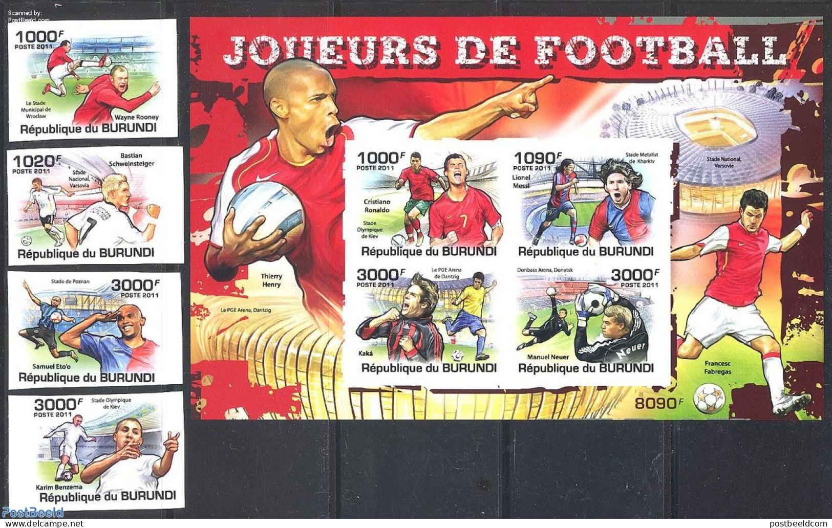 Burundi 2011 Football 4v+s/s, Imperforated, Mint NH, Sport - Football - Other & Unclassified