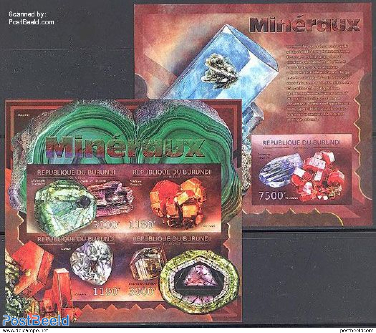 Burundi 2012 Minerals 2 S/s, Imperforated, Mint NH, History - Geology - Andere & Zonder Classificatie