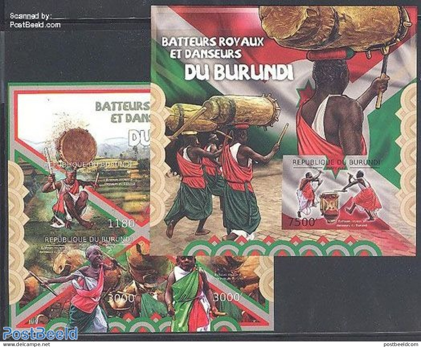 Burundi 2012 Royal Drummers & Dancers 2 S/s, Imperforated, Mint NH, Performance Art - Dance & Ballet - Music - Dance
