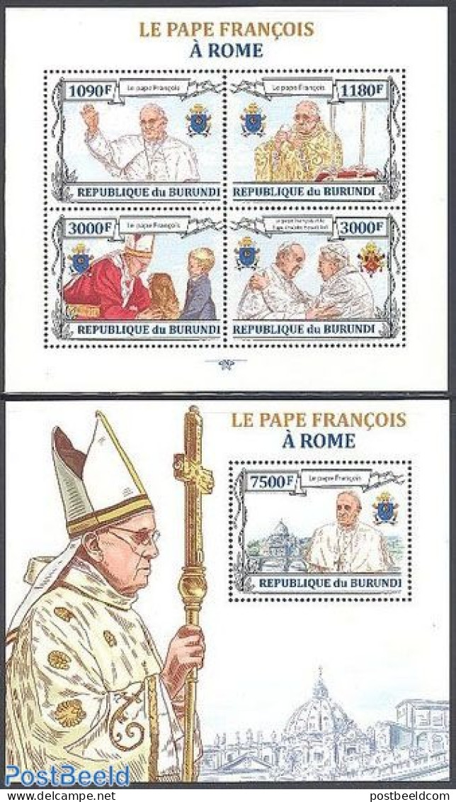 Burundi 2013 Pope Francis 2 S/s, Mint NH, Religion - Pope - Religion - Päpste