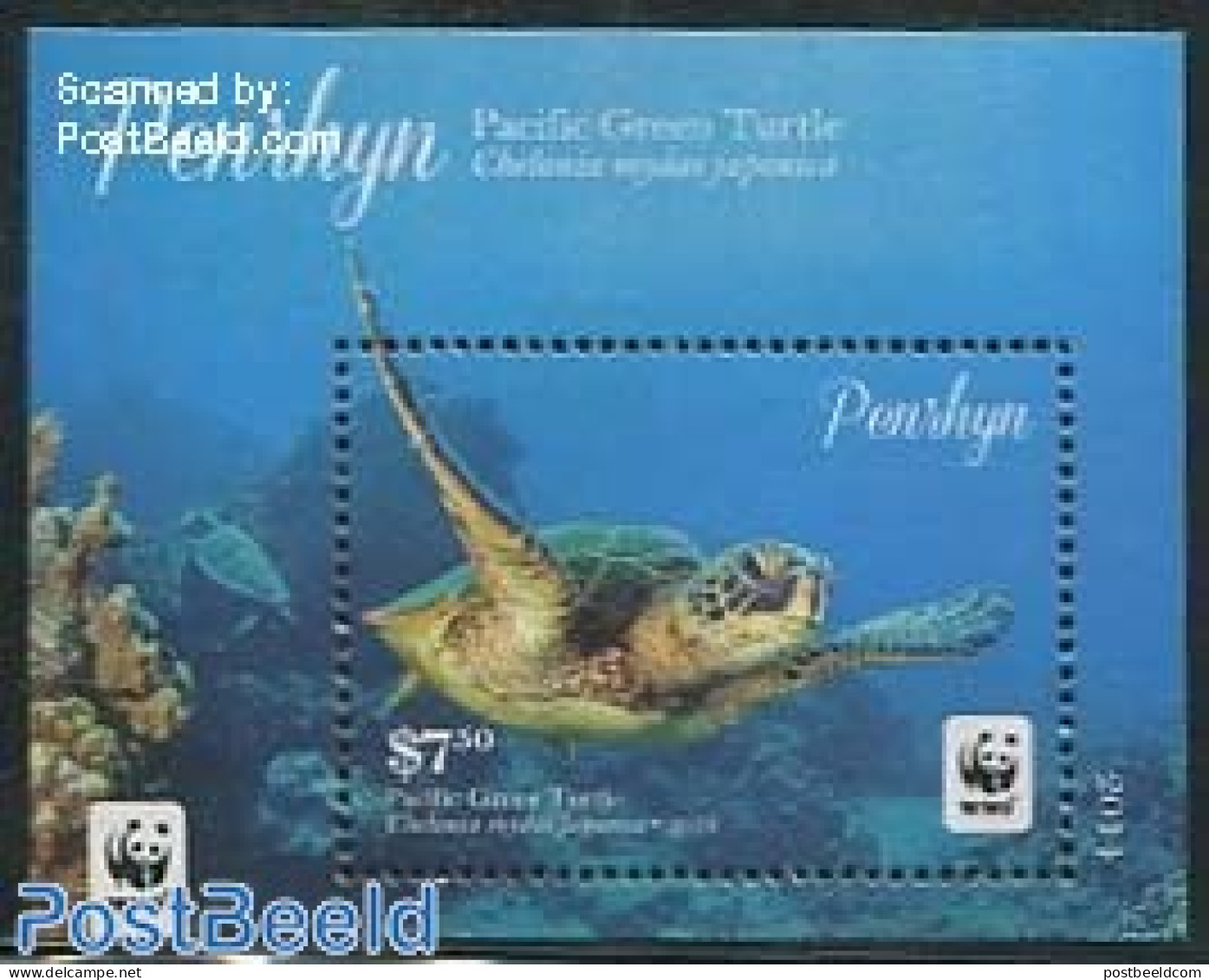 Penrhyn 2014 WWF, Pacific Green Turtle S/s, Mint NH, Nature - Animals (others & Mixed) - Reptiles - Turtles - World Wi.. - Penrhyn