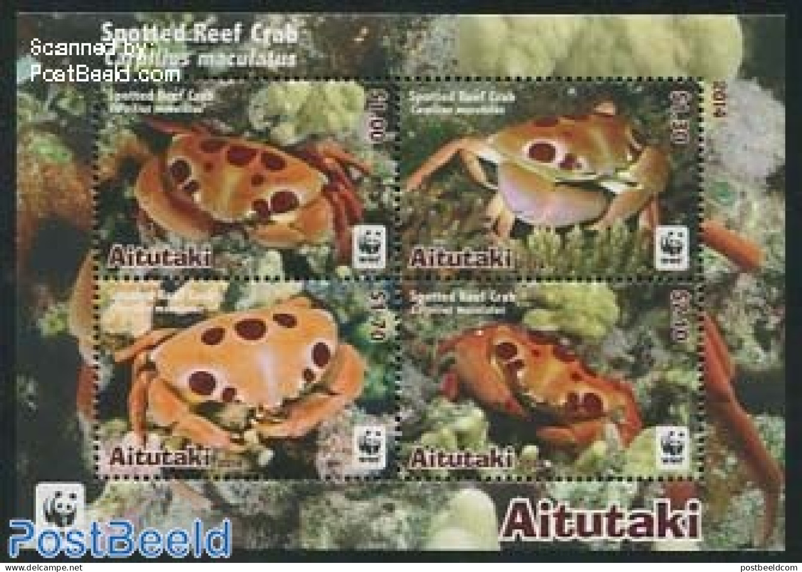 Aitutaki 2014 WWF, Crabs S/s, Mint NH, Nature - Animals (others & Mixed) - World Wildlife Fund (WWF) - Crabs And Lobst.. - Aitutaki