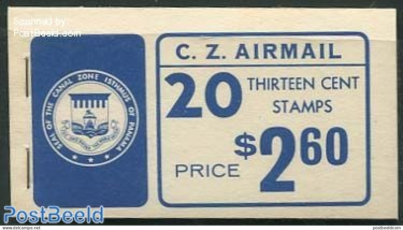 Canal Zone 1971 Airmail Booklet (20x13c), Mint NH, Transport - Stamp Booklets - Aircraft & Aviation - Ohne Zuordnung