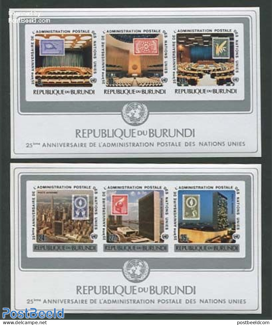 Burundi 1977 UNO Post 2 S/s, Imperforated, Mint NH, History - United Nations - Stamps On Stamps - Francobolli Su Francobolli