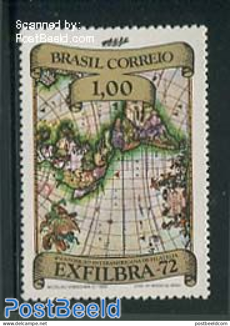 Brazil 1972 1Cr, Stamp Out Of Set, Mint NH, Various - Maps - Ongebruikt