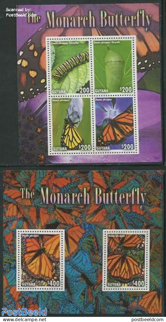 Guyana 2014 Monarch Butterfly 2 S/s, Mint NH, Nature - Butterflies - Guyana (1966-...)