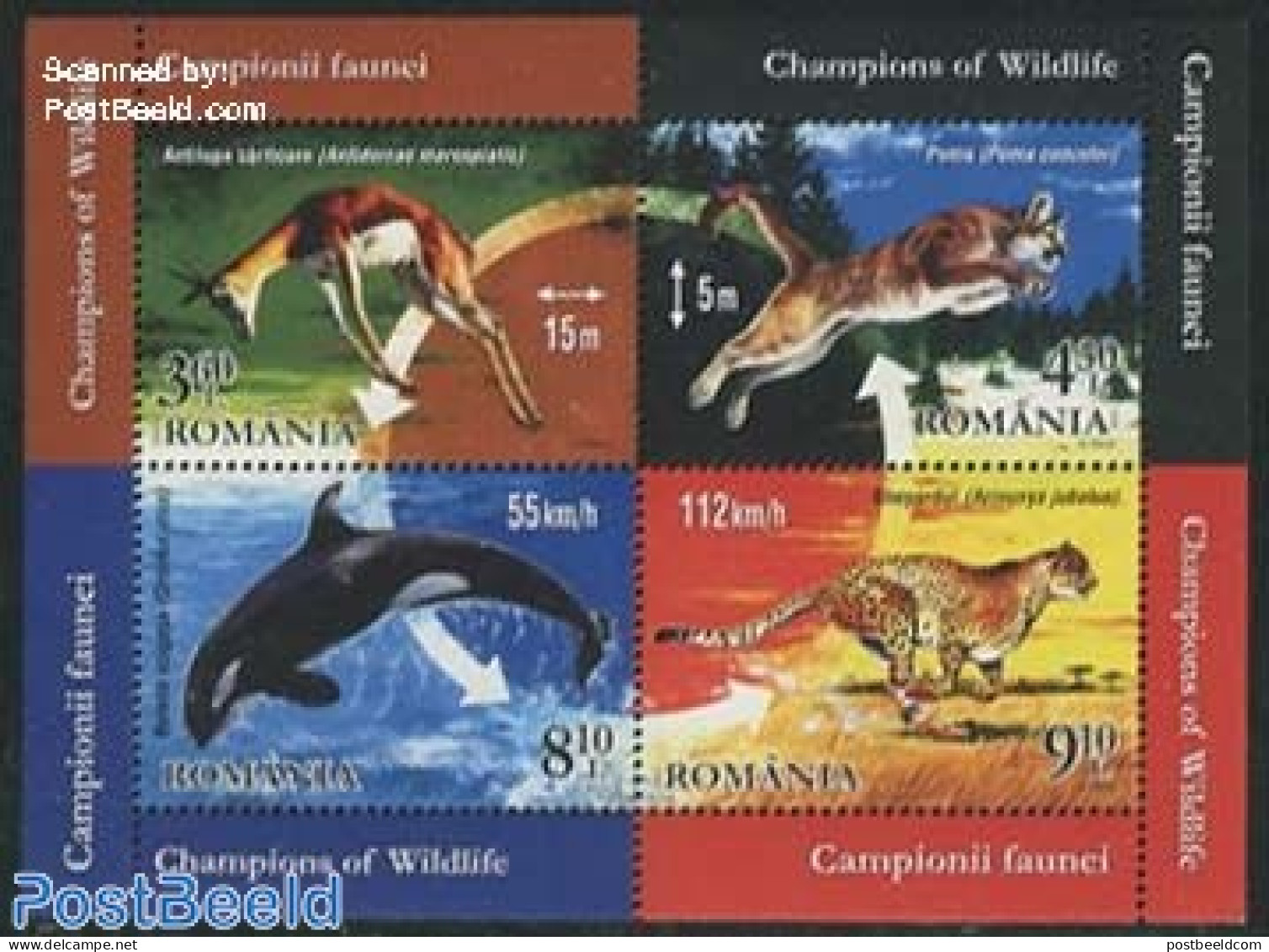 Romania 2015 Champions Of Wildlife S/s, Mint NH, Nature - Animals (others & Mixed) - Cat Family - Sea Mammals - Ongebruikt