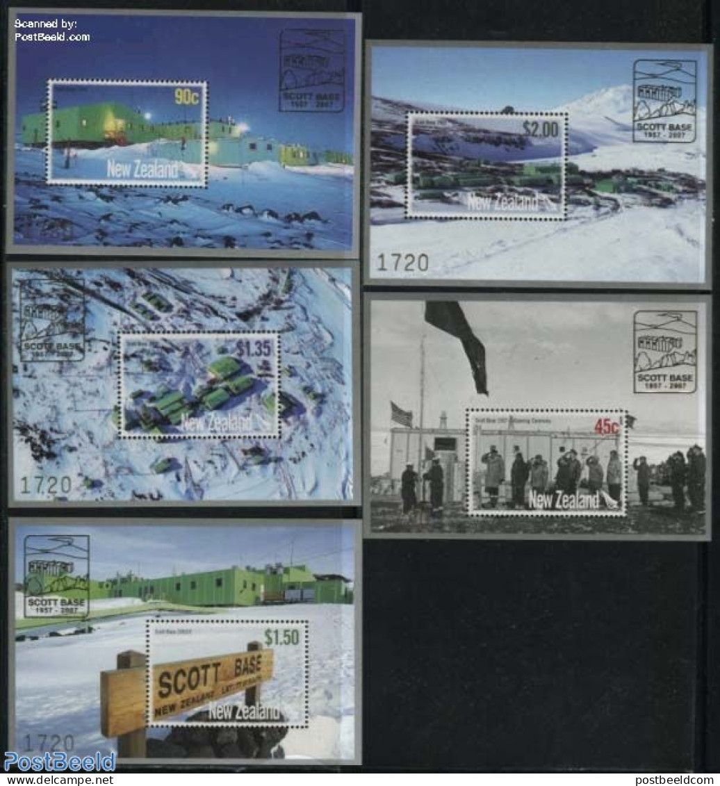 New Zealand 2007 Scott Base 5 S/s, Limited Edition, Mint NH, Science - The Arctic & Antarctica - Unused Stamps