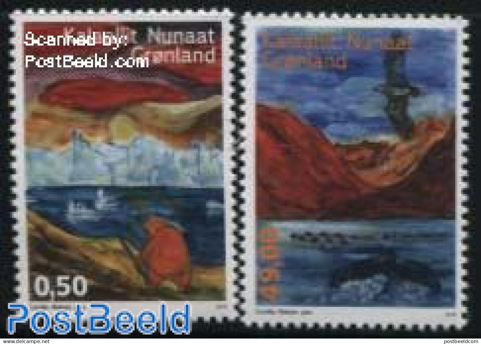 Greenland 2015 Greenland Songs 2v, Mint NH, Nature - Birds - Birds Of Prey - Sea Mammals - Art - Paintings - Unused Stamps