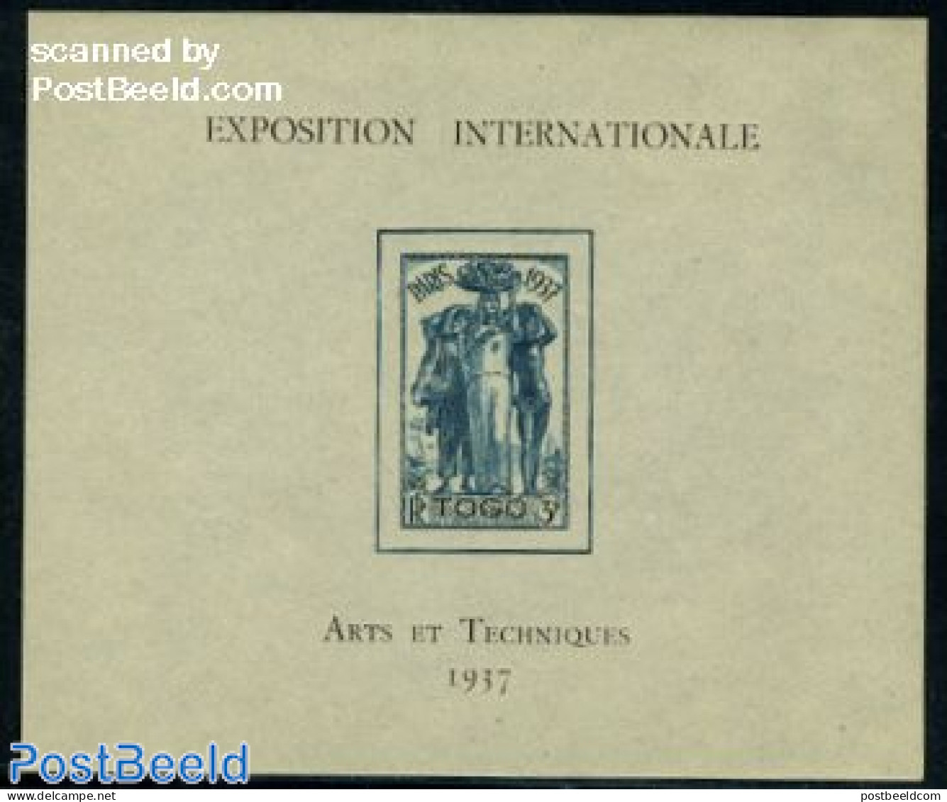 Togo 1937 Expo Paris S/s, Unused (hinged), Various - World Expositions - Togo (1960-...)