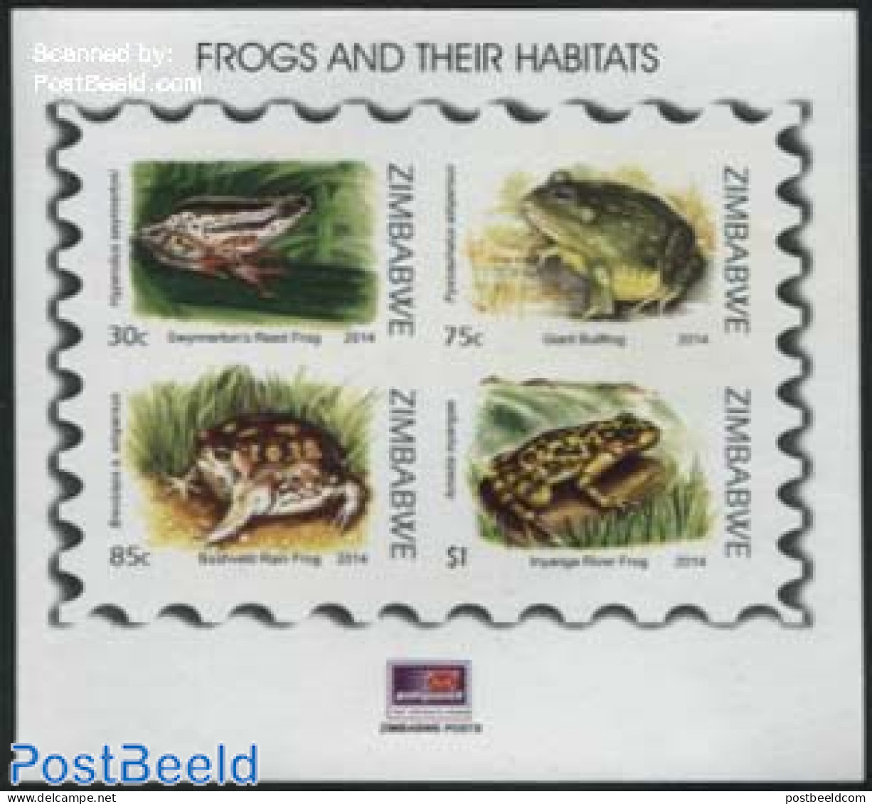 Zimbabwe 2014 Frogs Imperforated S/s, Mint NH, Nature - Frogs & Toads - Reptiles - Zimbabwe (1980-...)