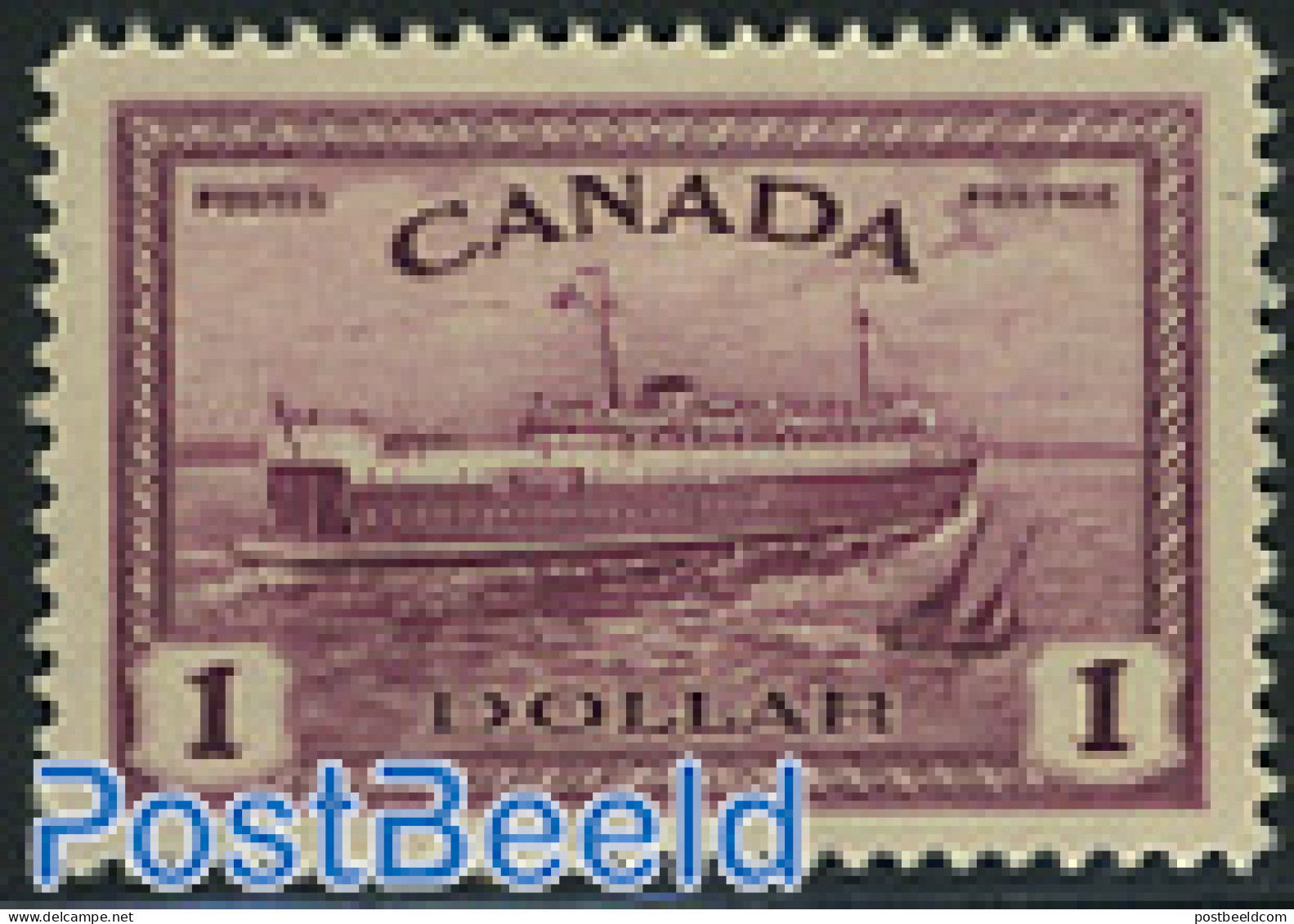 Canada 1946 $1, Stamp Out Of Set, Unused (hinged), Transport - Railways - Ships And Boats - Nuovi