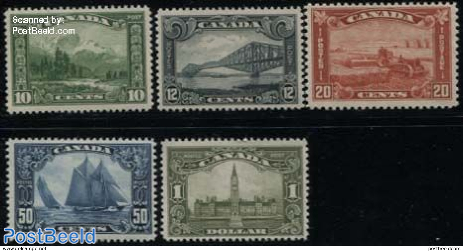 Canada 1928 Definitives 5v, Unused (hinged), Transport - Various - Ships And Boats - Agriculture - Art - Bridges And T.. - Nuovi