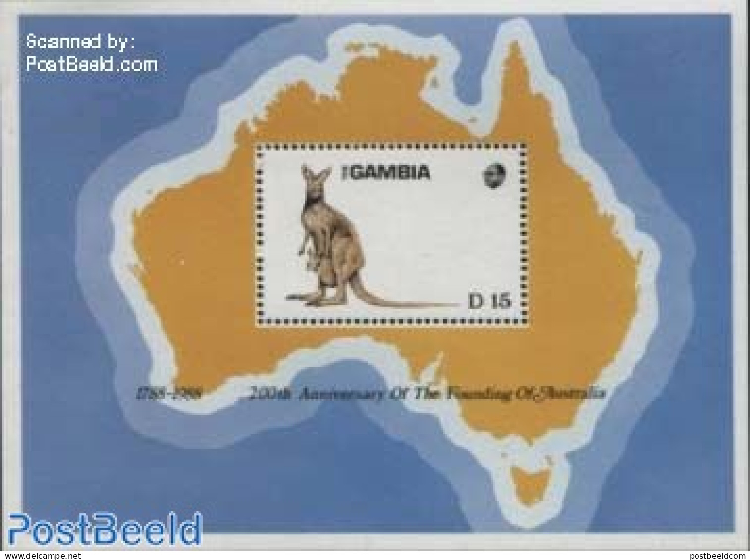 Gambia 1988 200 Years Australia S/s, Mint NH, Nature - Various - Animals (others & Mixed) - Maps - Géographie