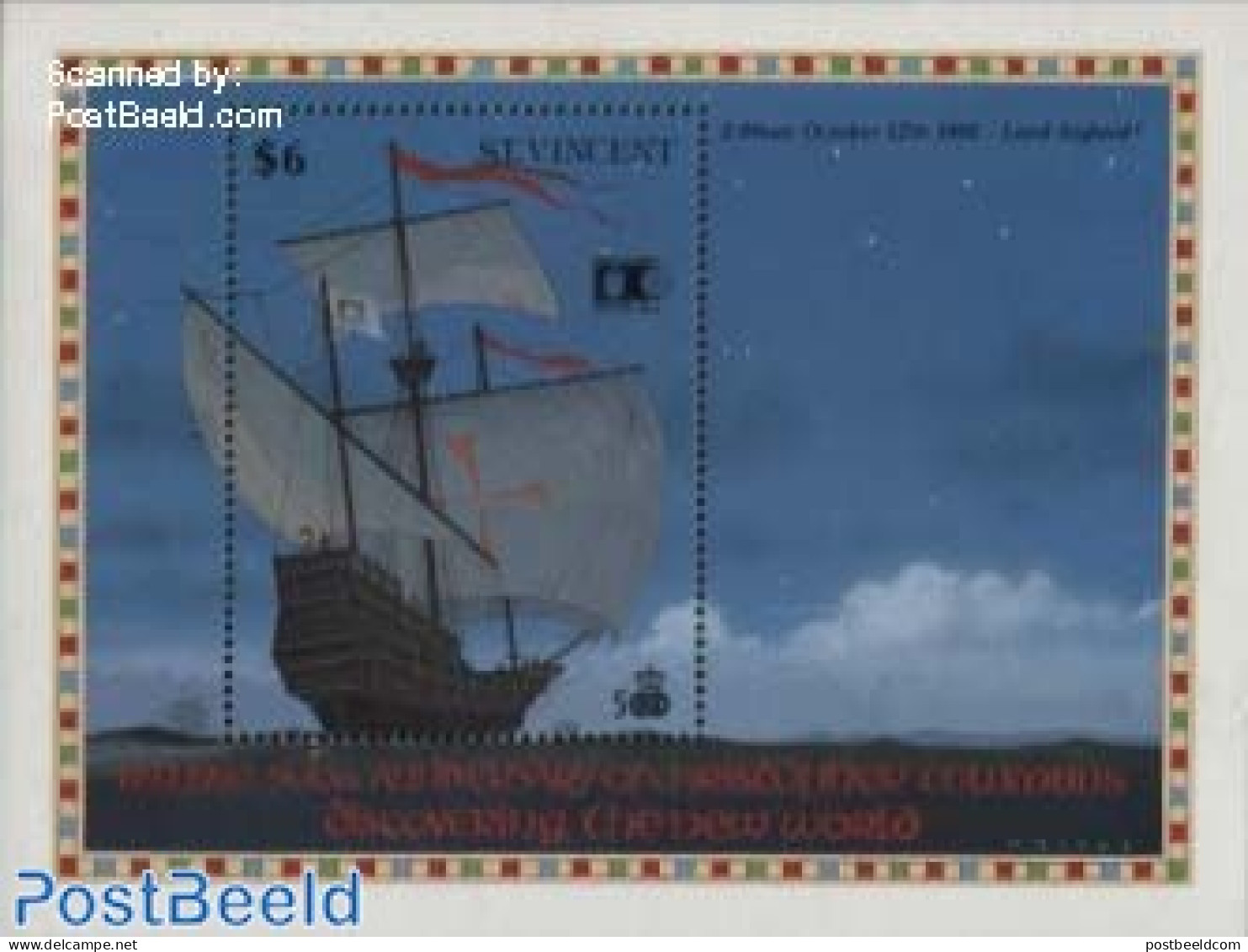 Saint Vincent 1992 Caravelle S/s, Mint NH, History - Transport - Explorers - Ships And Boats - Exploradores