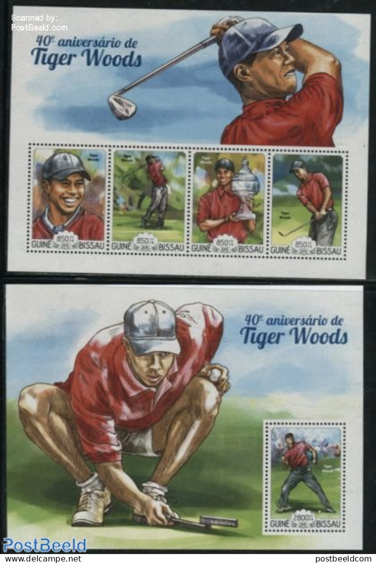 Guinea Bissau 2015 Tiger Woods 2 S/s, Mint NH, Sport - Golf - Golf