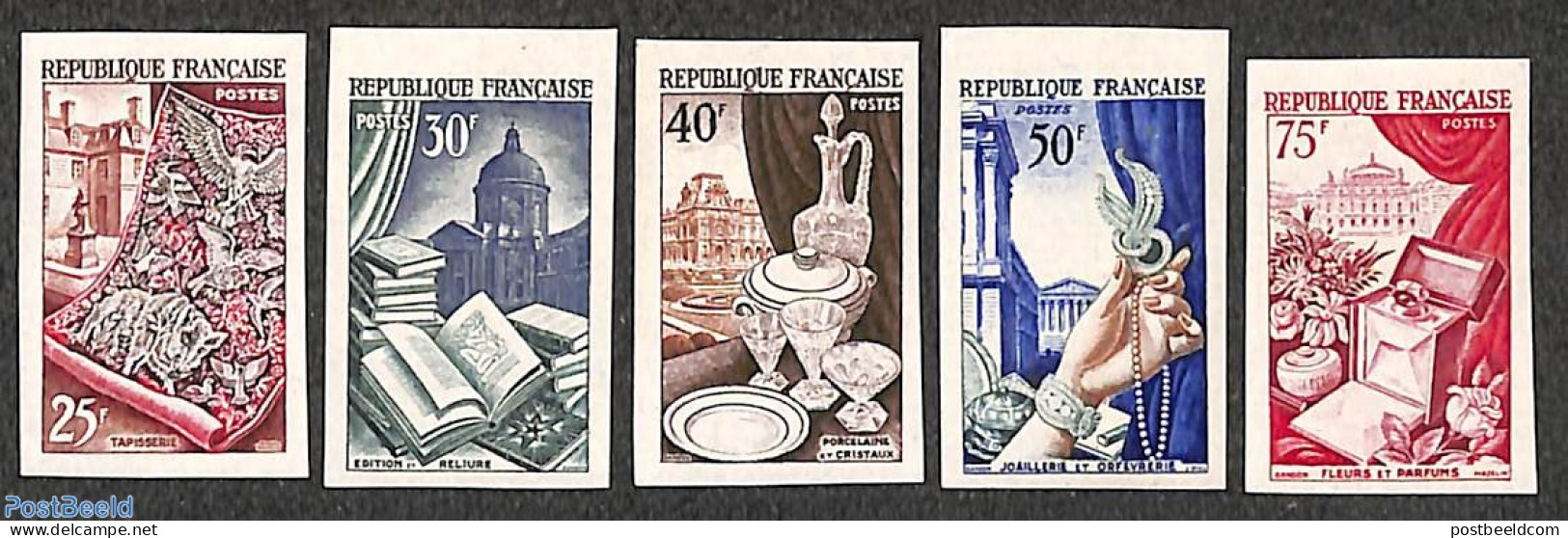 France 1954 Export 5v, Imperforated, Unused (hinged), Various - Export & Trade - Textiles - Nuevos