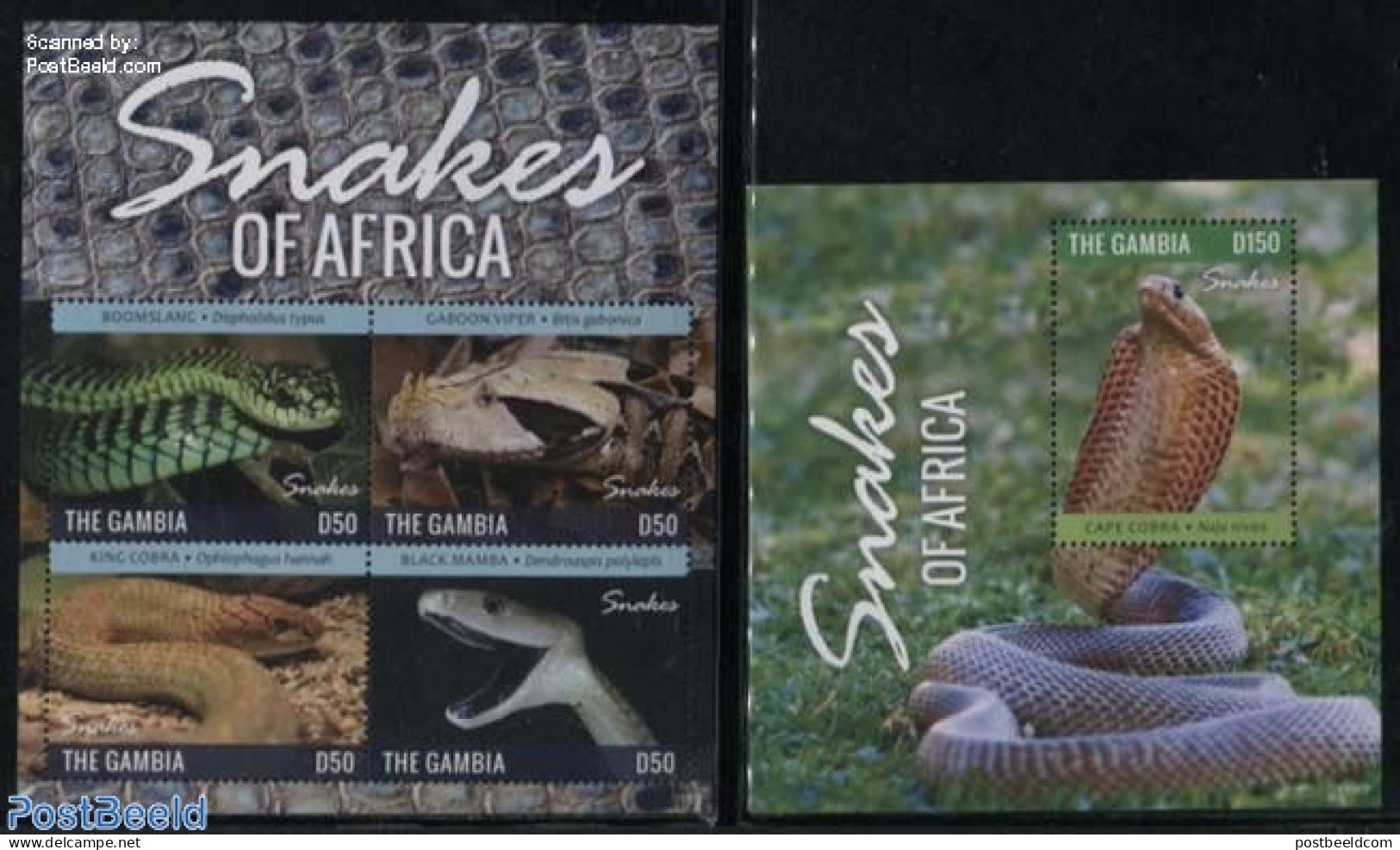 Gambia 2015 Snakes Of Africa 2 S/s, Mint NH, Nature - Reptiles - Snakes - Gambia (...-1964)