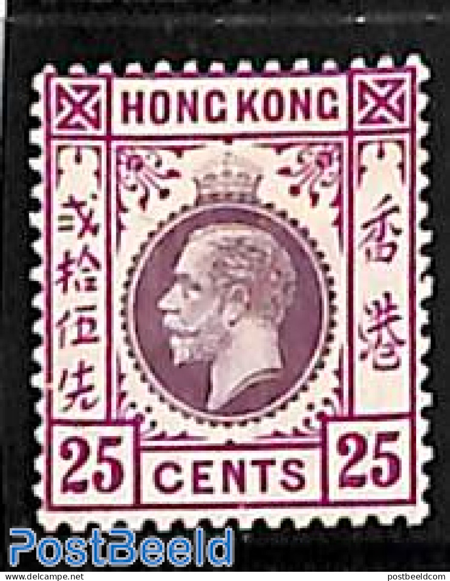 Hong Kong 1912 25c, WM Mult. Crown-CA, Stamp Out Of Set (type A), Unused (hinged) - Ongebruikt