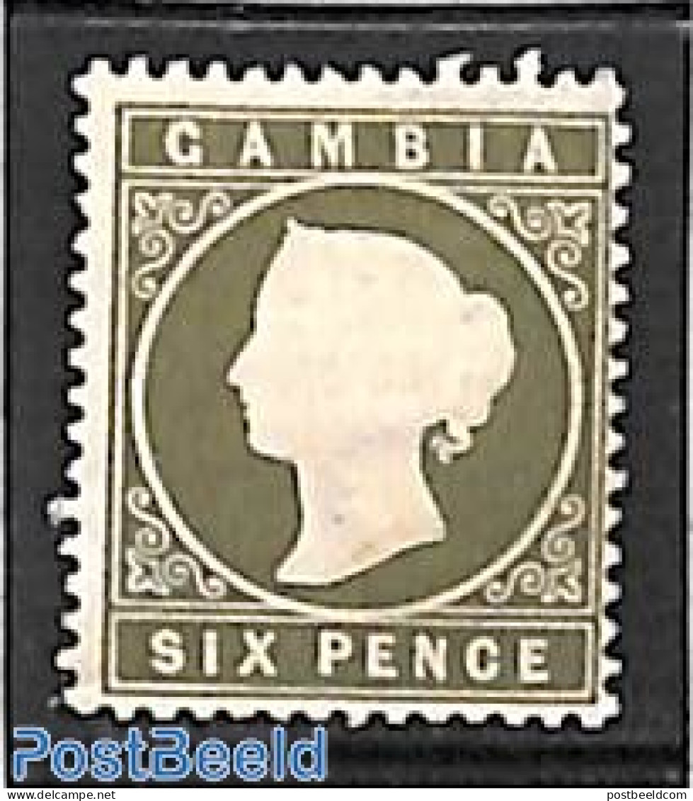 Gambia 1886 6d, WM Crown-CA, Stamp Out Of Set, Unused (hinged) - Gambie (...-1964)