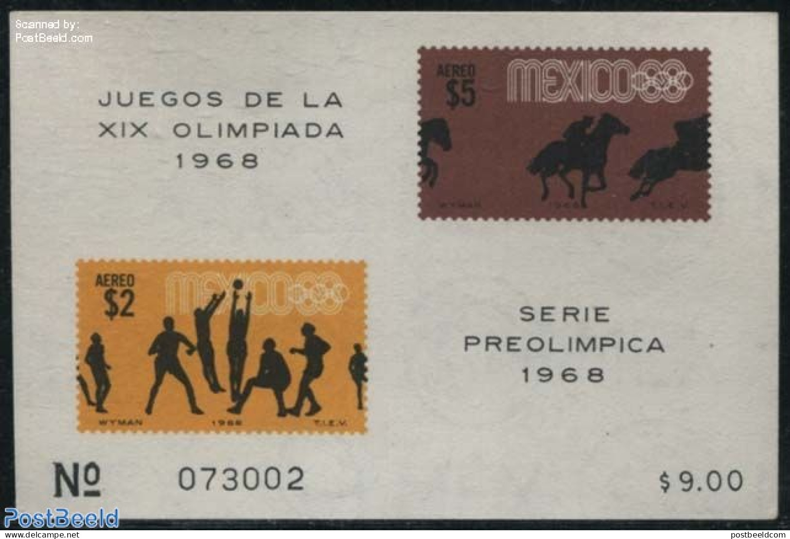 Mexico 1968 Olympics, Horse Racing, Volleyball S/s, Mint NH, Nature - Sport - Horses - Olympic Games - Volleyball - Volleybal