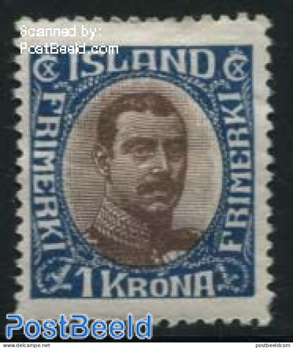 Iceland 1920 1Kr, Stamp Out Of Set, Unused (hinged) - Nuovi