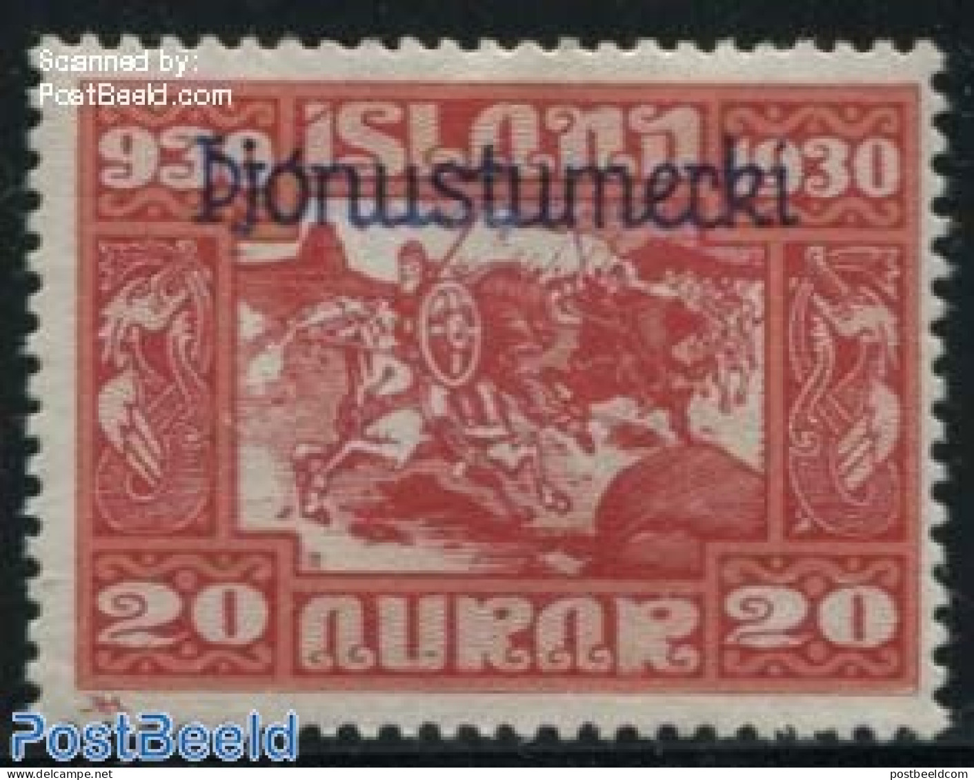 Iceland 1930 20A, On Service, Stamp Out Of Set, Unused (hinged), Nature - Horses - Andere & Zonder Classificatie