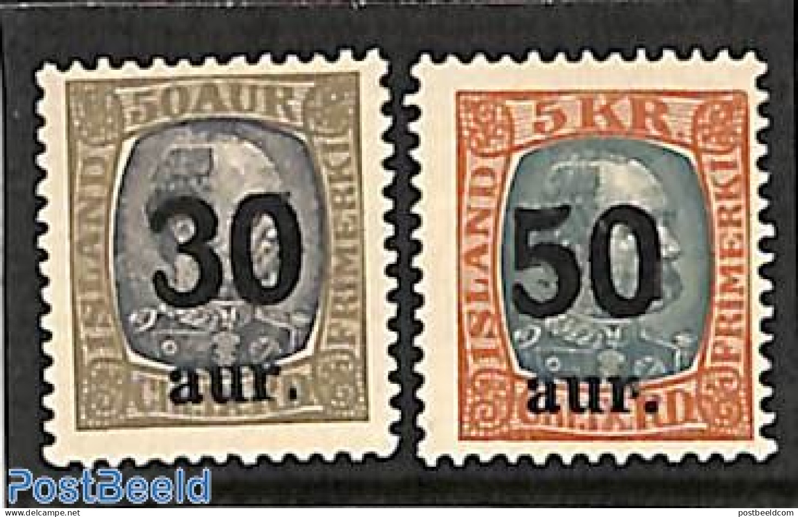 Iceland 1925 Overprints 2v, Unused (hinged) - Nuovi