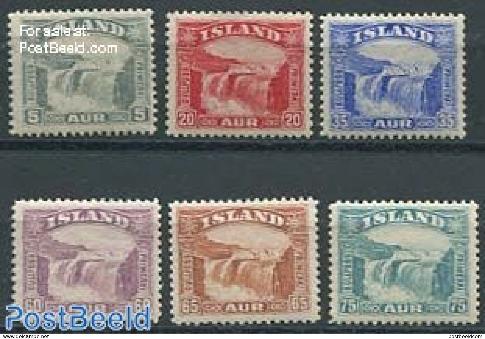 Iceland 1931 Gullfoss Fall 6v, Unused (hinged), Nature - Water, Dams & Falls - Neufs