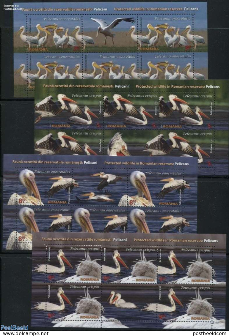 Romania 2015 Pelicans 4 M/s, Mint NH, Nature - Birds - Nuovi