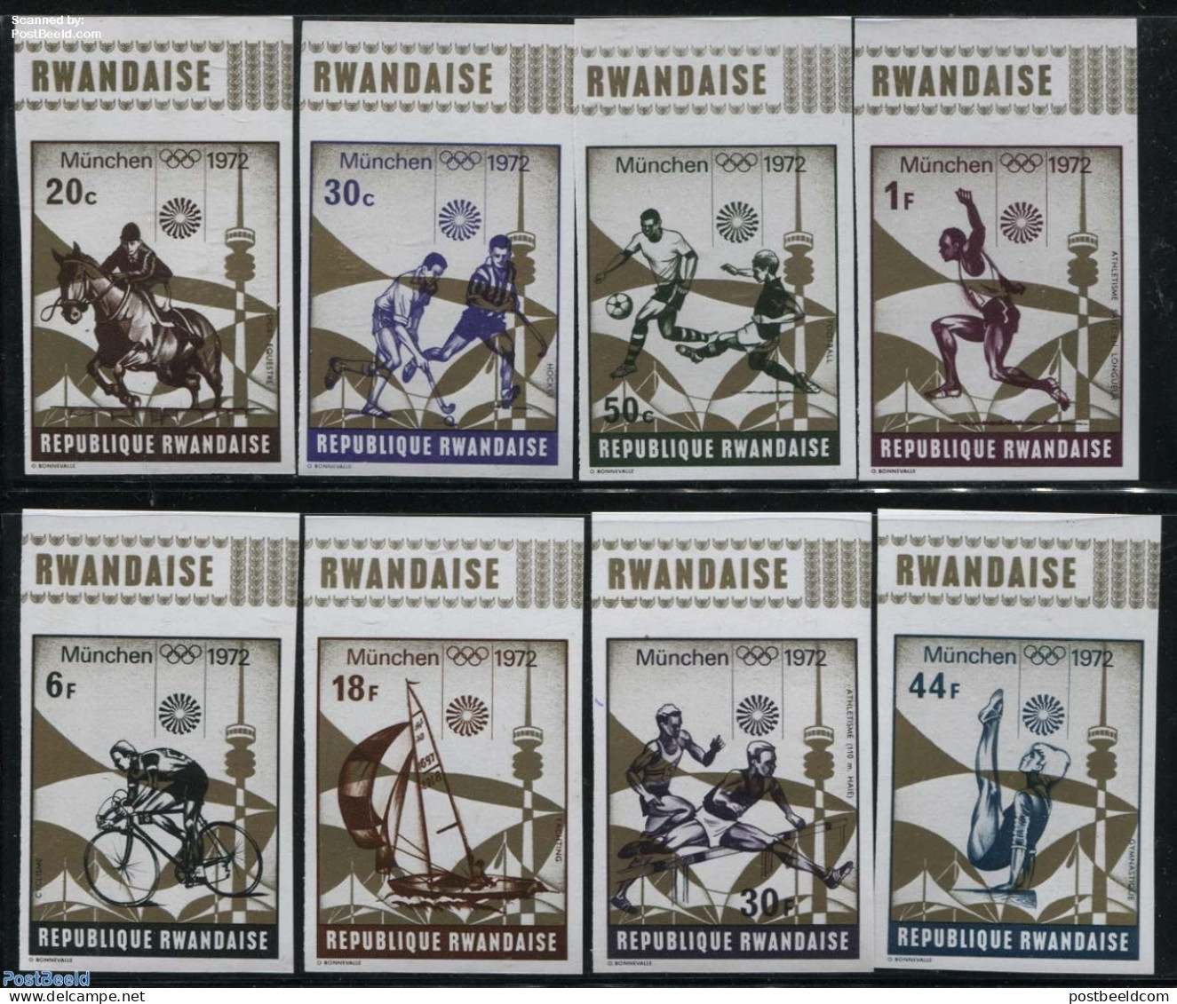 Rwanda 1972 Olympic Games Munich 8v, Imperforated, Mint NH, Sport - Other & Unclassified