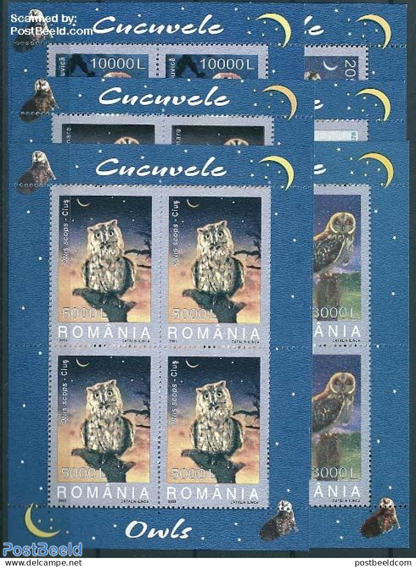 Romania 2003 Owls 6 M/s, Mint NH, Nature - Birds - Birds Of Prey - Owls - Unused Stamps