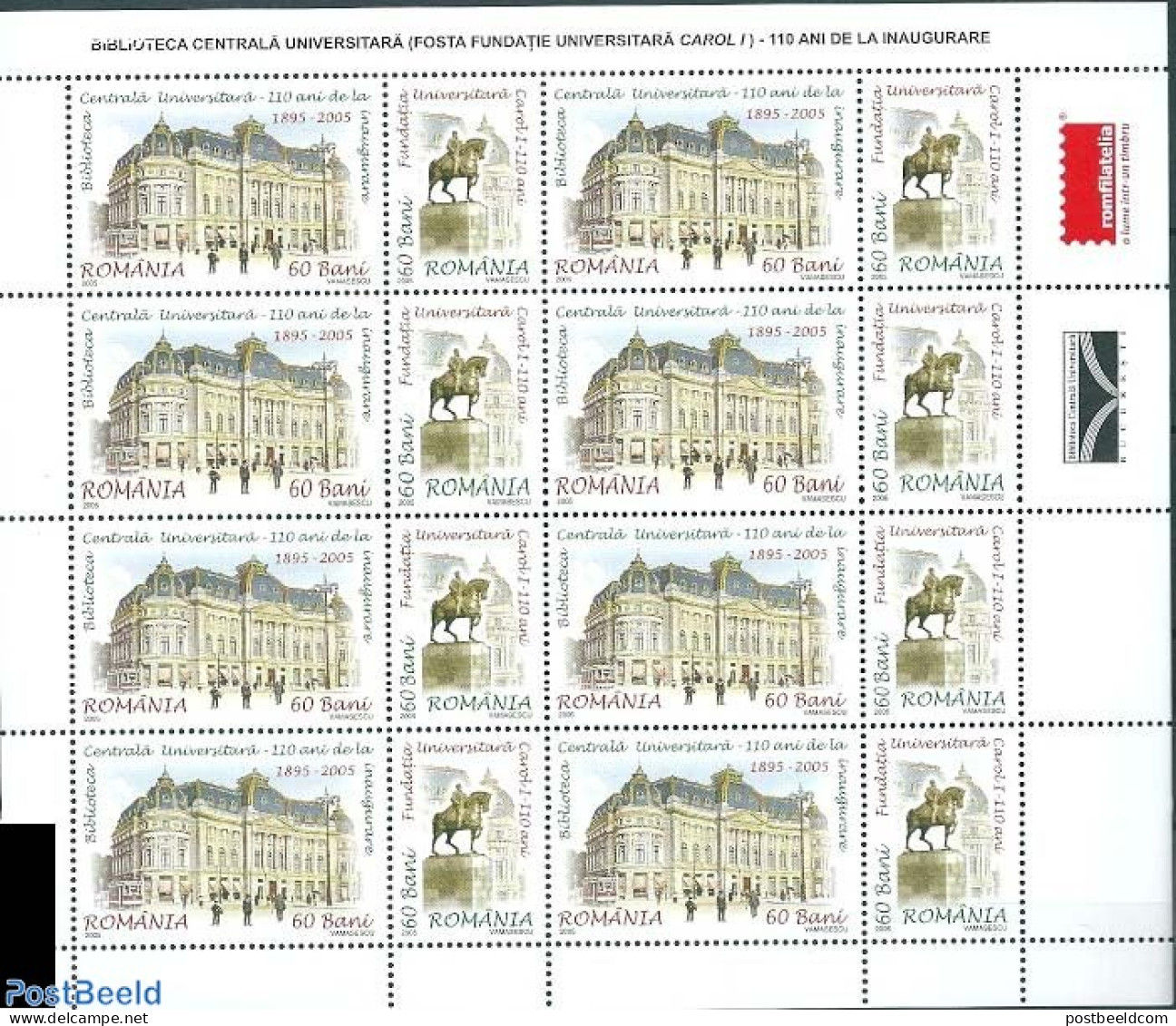 Romania 2005 University Library M/s, Mint NH, Nature - Science - Horses - Education - Art - Architecture - Libraries - Unused Stamps