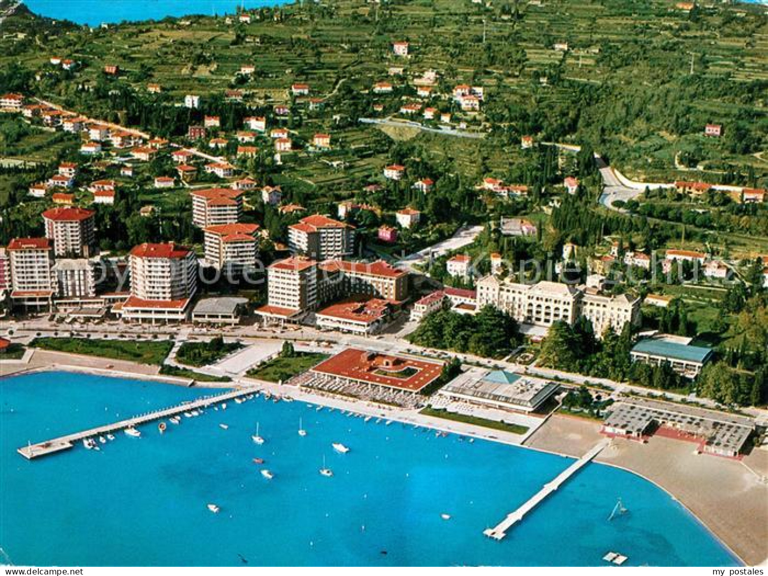 73355152 Portoroz Hotels Ferienanlagen Strand Fliegeraufnahme Portoroz - Slovenia